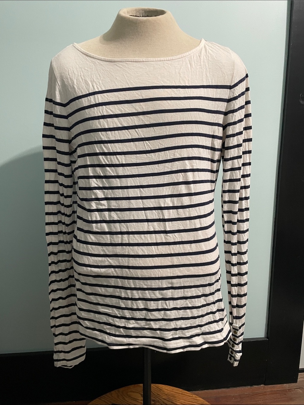 H&M L Long Sleeve Striped Blouse Cotton